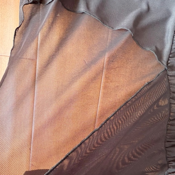 Y2K Sheer Mesh High-Slit Maxi Black Dress M 3/4 Sleeve - Picture 9 of 10